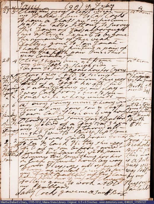 Jan. 27-Feb. 2, 1795 diary page (image, 129K). Choose 'View Text' (at left) for faster download.