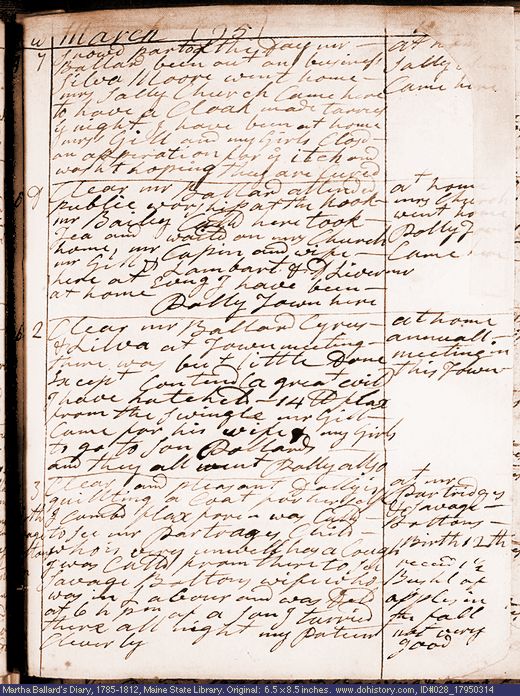 Mar. 14-17, 1795 diary page (image, 128K). Choose 'View Text' (at left) for faster download.