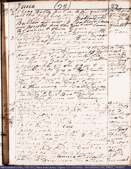 Jun. 15-18, 1795 diary page (image, 120K). Choose 'View Text' (at left) for faster download.