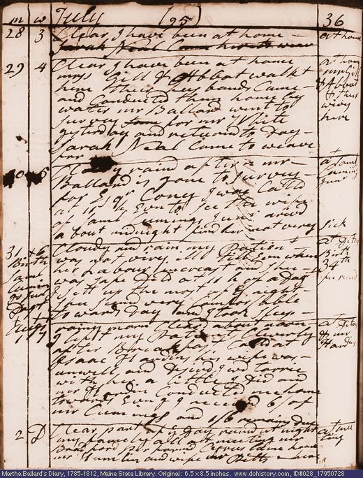 Jul. 28-Aug. 2, 1795 diary page (image, 132K). Choose 'View Text' (at left) for faster download.