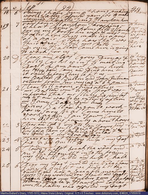 Sep. 18-25, 1795 diary page (image, 136K). Choose 'View Text' (at left) for faster download.