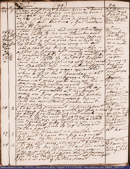 Nov. 14-18, 1795 diary page (image, 133K). Choose 'View Text' (at left) for faster download.
