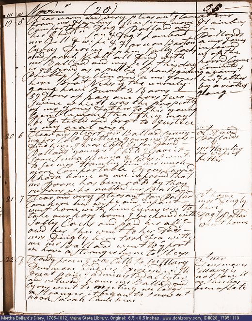 Nov. 19-22, 1795 diary page (image, 136K). Choose 'View Text' (at left) for faster download.