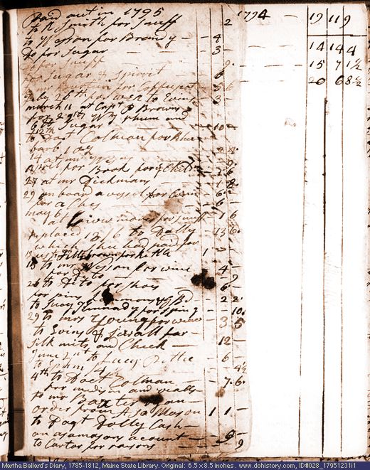 Dec. 31, 1795 diary page (image, 105K). Choose 'View Text' (at left) for faster download.