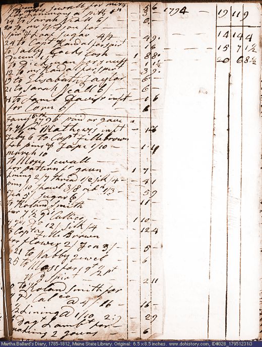 Dec. 31, 1795 diary page (image, 103K). Choose 'View Text' (at left) for faster download.