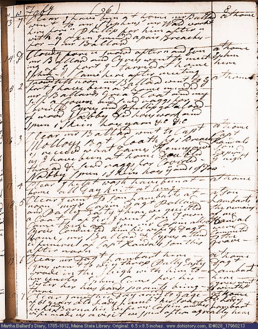 Feb. 13-20, 1796 diary page (image, 143K). Choose 'View Text' (at left) for faster download.