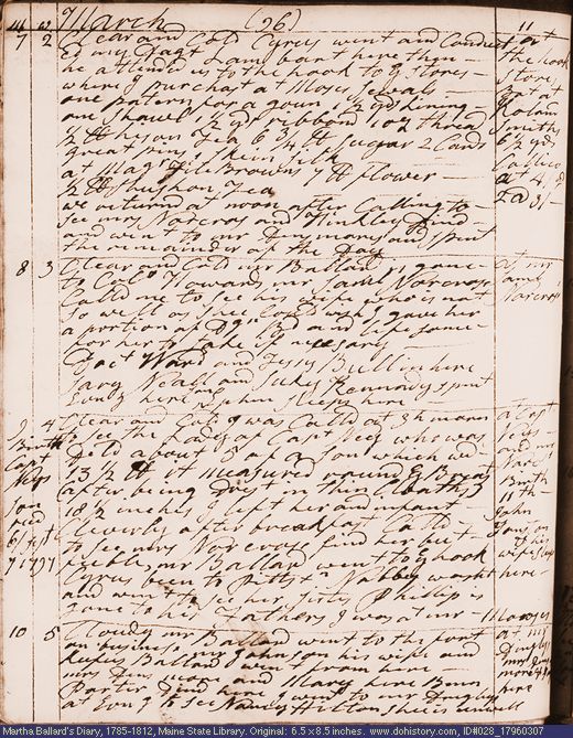 Mar. 7-10, 1796 diary page (image, 134K). Choose 'View Text' (at left) for faster download.