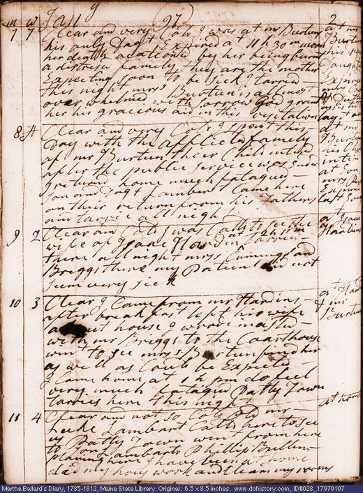 Jan. 7-11, 1797 diary page (image, 132K). Choose 'View Text' (at left) for faster download.