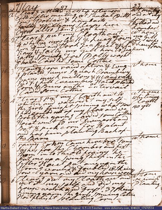 May 14-19, 1797 diary page (image, 140K). Choose 'View Text' (at left) for faster download.