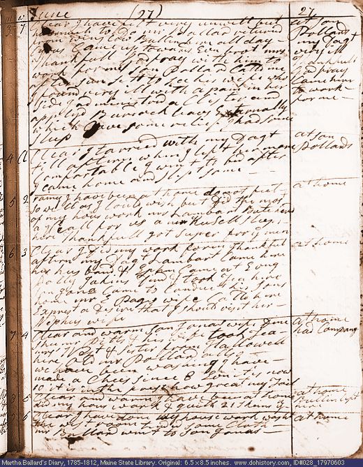 Jun. 3-9, 1797 diary page (image, 133K). Choose 'View Text' (at left) for faster download.