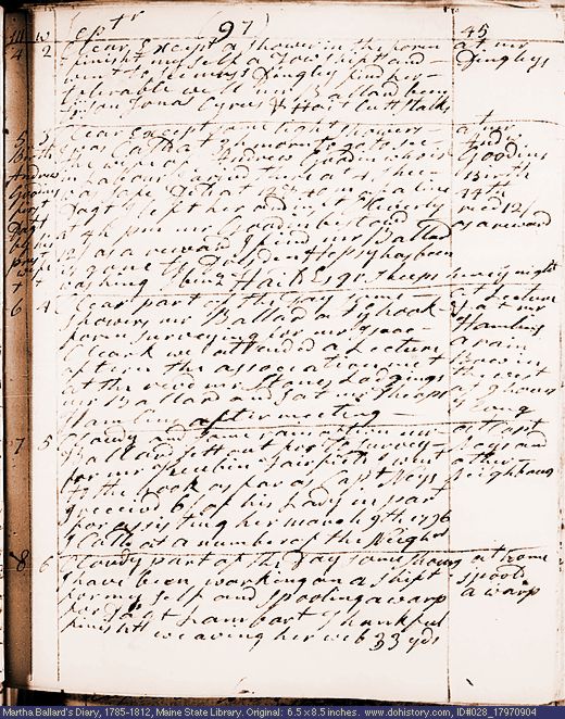 Sep. 4-8, 1797 diary page (image, 124K). Choose 'View Text' (at left) for faster download.
