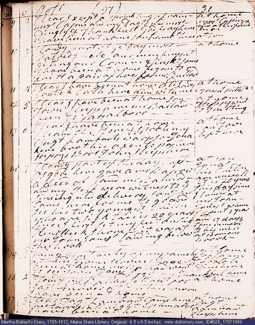 Oct. 9-17, 1797 diary page (image, 129K). Choose 'View Text' (at left) for faster download.