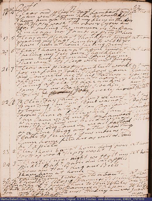 Oct. 18-25, 1797 diary page (image, 119K). Choose 'View Text' (at left) for faster download.