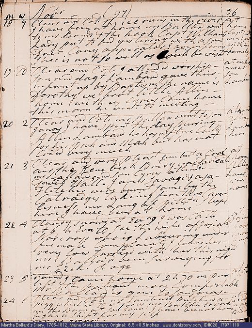 Nov. 18-24, 1797 diary page (image, 136K). Choose 'View Text' (at left) for faster download.