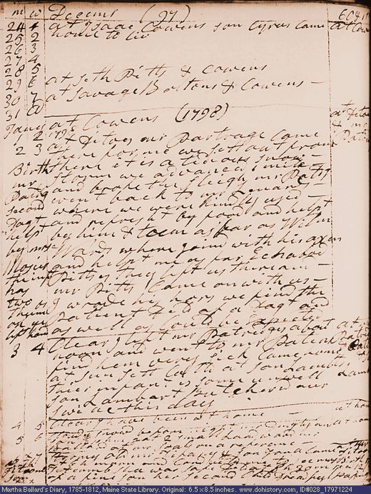 Dec. 24, 1797-Jan. 6, 1798 diary page (image, 116K). Choose 'View Text' (at left) for faster download.
