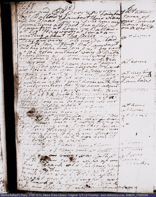 Feb. 8-18, 1798 diary page (image, 103K). Choose 'View Text' (at left) for faster download.
