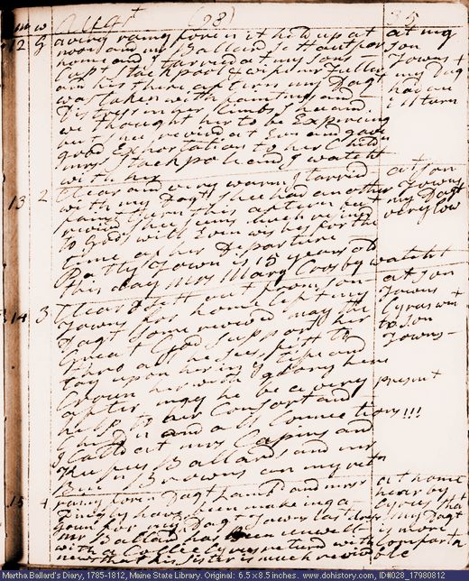 Aug. 12-15, 1798 diary page (image, 125K). Choose 'View Text' (at left) for faster download.