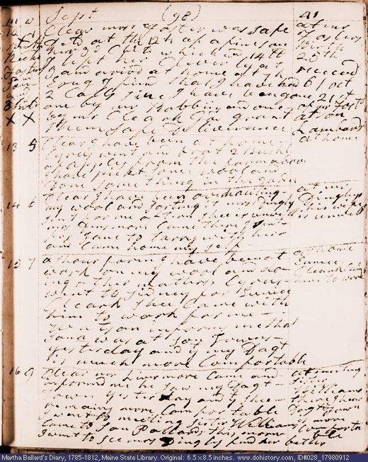 Sep. 12-16, 1798 diary page (image, 111K). Choose 'View Text' (at left) for faster download.