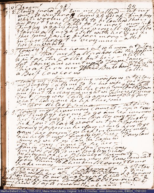 Dec. 3-7, 1798 diary page (image, 137K). Choose 'View Text' (at left) for faster download.