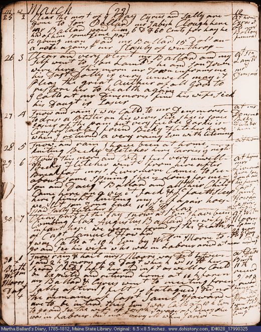 Mar. 25-31, 1799 diary page (image, 141K). Choose 'View Text' (at left) for faster download.