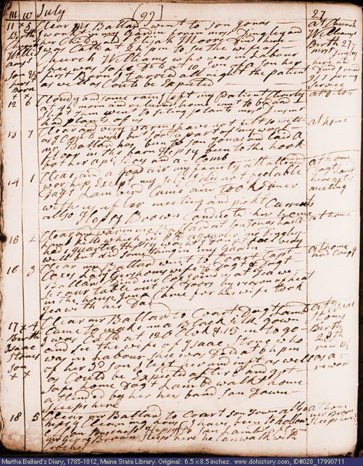 Jul. 11-18, 1799 diary page (image, 126K). Choose 'View Text' (at left) for faster download.