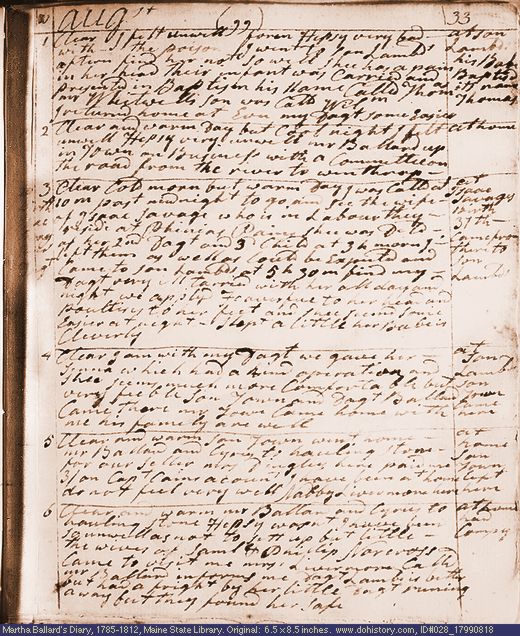 Aug. 18-23, 1799 diary page (image, 123K). Choose 'View Text' (at left) for faster download.