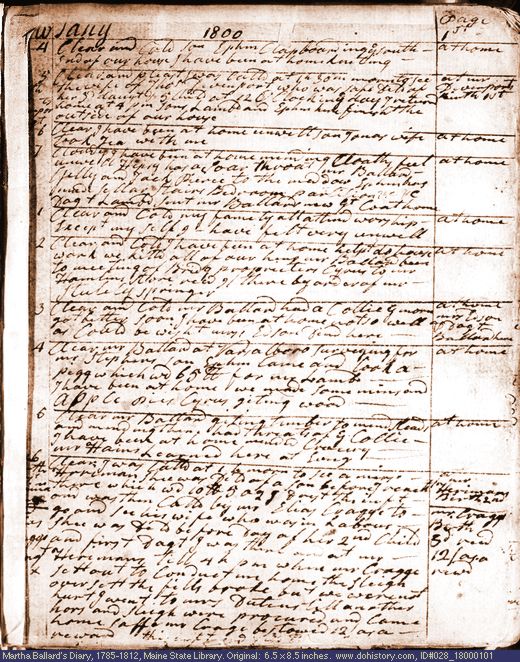 Jan. 1-10, 1800 diary page (image, 137K). Choose 'View Text' (at left) for faster download.