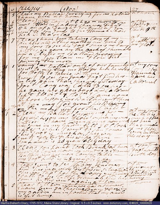 Aug. 28-Sep. 4, 1800 diary page (image, 124K). Choose 'View Text' (at left) for faster download.