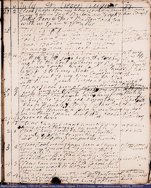 Jul. 27-Aug. 5, 1801 diary page (image, 129K). Choose 'View Text' (at left) for faster download.