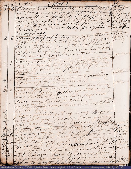 Oct. 1-6, 1801 diary page (image, 125K). Choose 'View Text' (at left) for faster download.