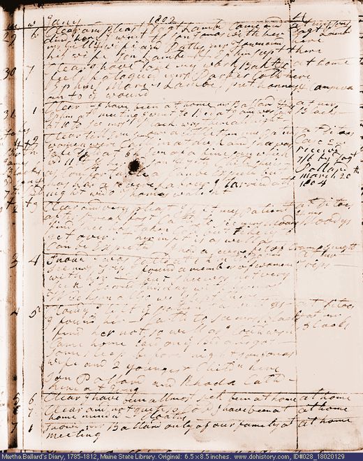 Jan. 29-Feb. 7, 1802 diary page (image, 103K). Choose 'View Text' (at left) for faster download.