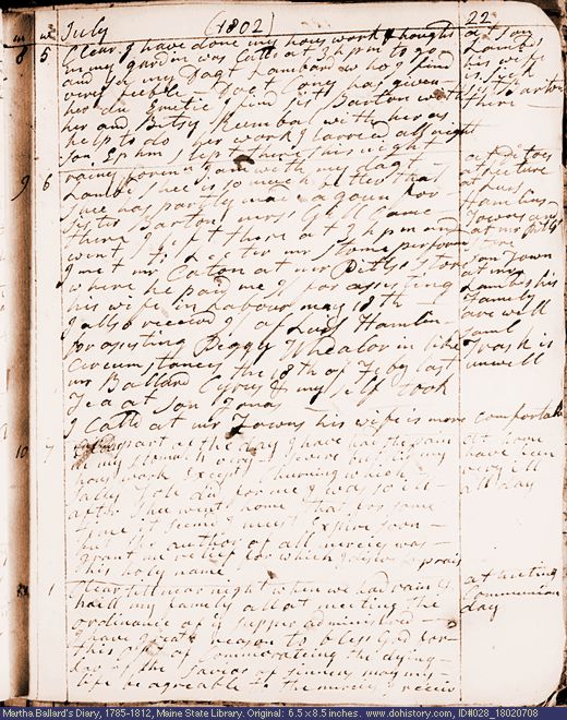 Jul. 8-11, 1802 diary page (image, 112K). Choose 'View Text' (at left) for faster download.