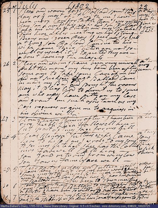 Jul. 25-31, 1802 diary page (image, 148K). Choose 'View Text' (at left) for faster download.