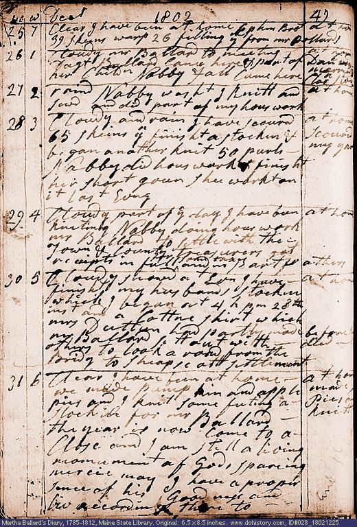 Dec. 25-31, 1802 diary page (image, 163K). Choose 'View Text' (at left) for faster download.