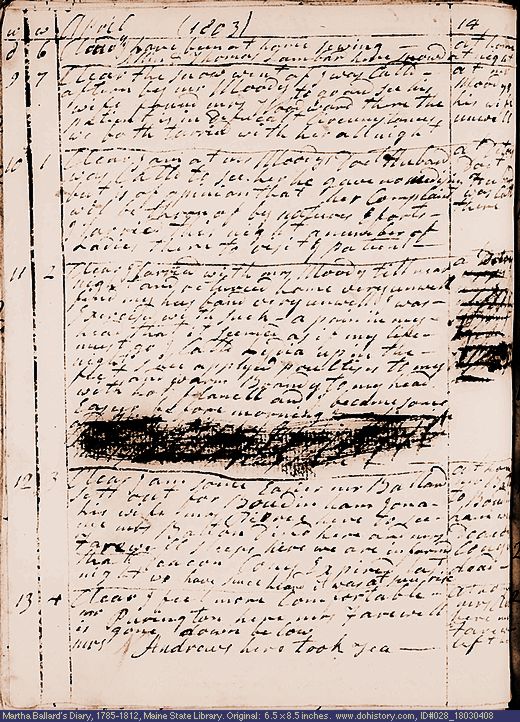 Apr. 8-13, 1803 diary page (image, 145K). Choose 'View Text' (at left) for faster download.