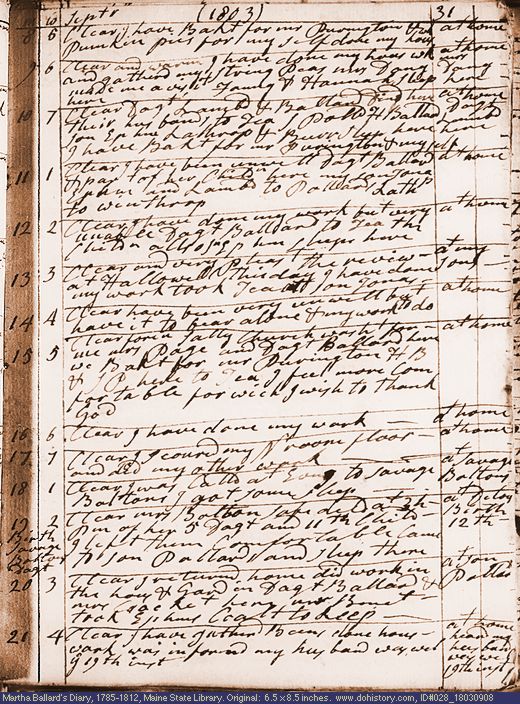 Sep. 8-21, 1803 diary page (image, 148K). Choose 'View Text' (at left) for faster download.