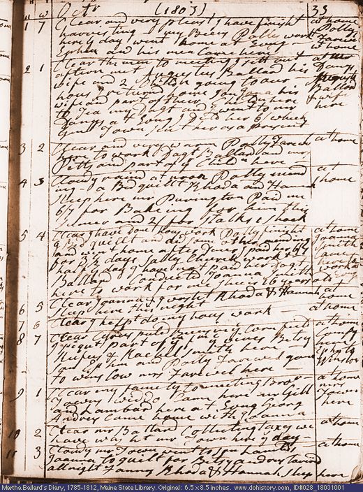 Oct. 1-11, 1803 diary page (image, 149K). Choose 'View Text' (at left) for faster download.