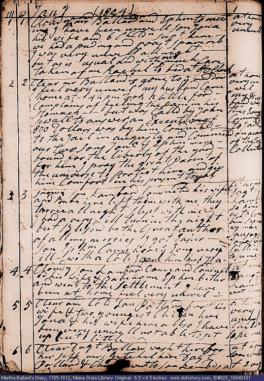 Jan. 1-6, 1804 diary page (image, 178K). Choose 'View Text' (at left) for faster download.