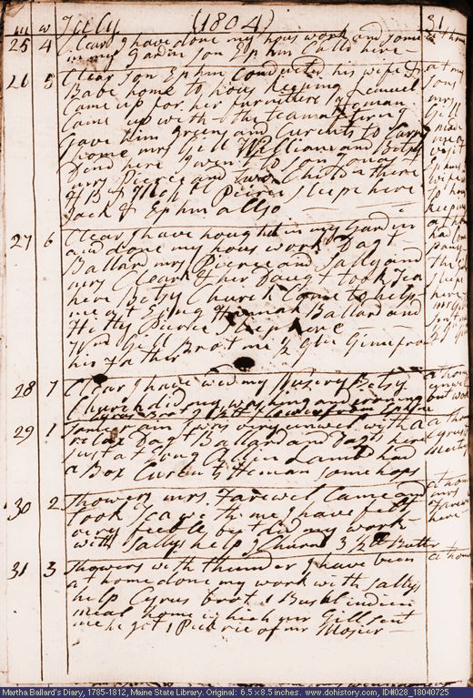 Jul. 25-31, 1804 diary page (image, 141K). Choose 'View Text' (at left) for faster download.