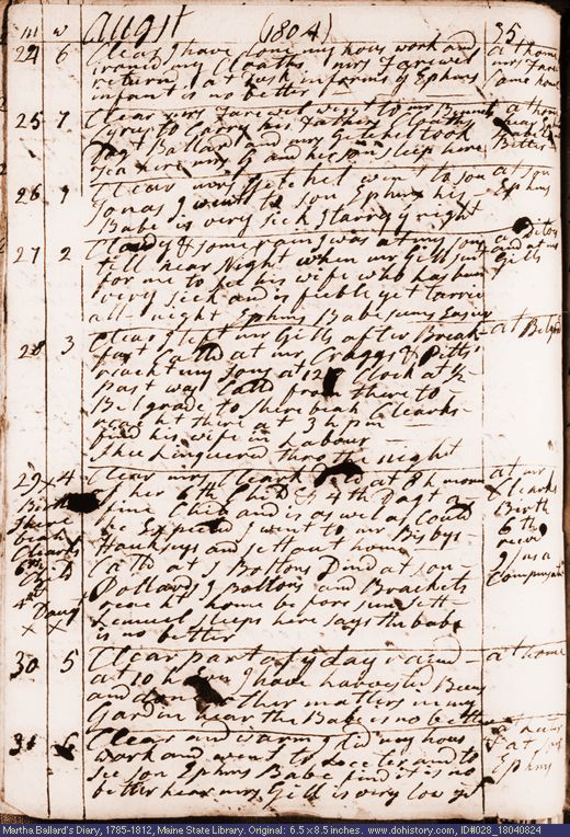 Aug. 24-31, 1804 diary page (image, 146K). Choose 'View Text' (at left) for faster download.