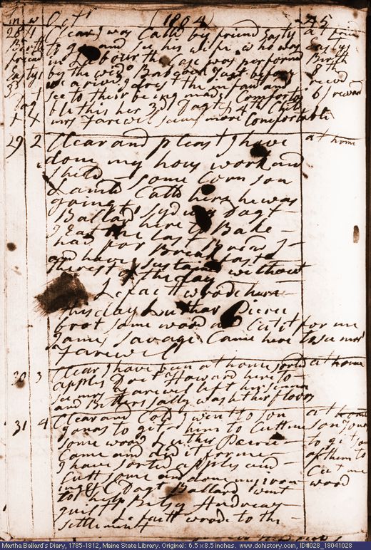 Oct. 28-31, 1804 diary page (image, 139K). Choose 'View Text' (at left) for faster download.