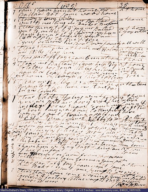 Oct. 26-Nov. 9, 1805 diary page (image, 137K). Choose 'View Text' (at left) for faster download.