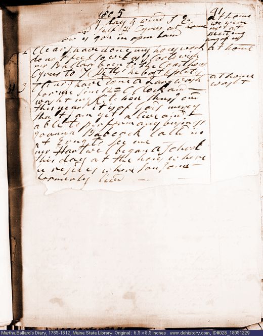 Dec. 29-31, 1805 diary page (image, 70K). Choose 'View Text' (at left) for faster download.