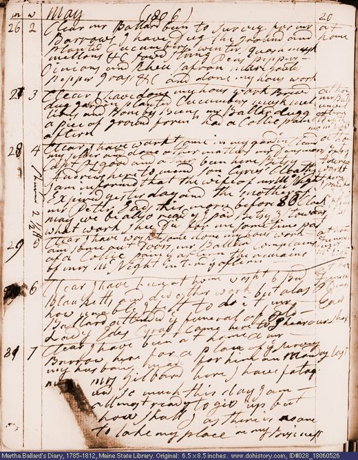 May 26-31, 1806 diary page (image, 121K). Choose 'View Text' (at left) for faster download.