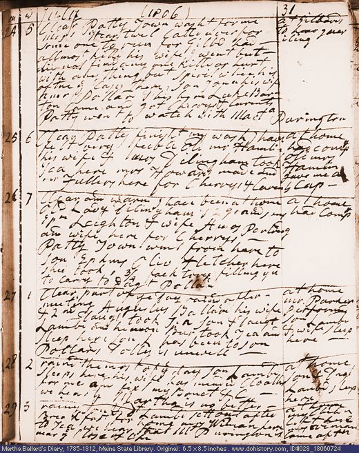 Jul. 24-29, 1806 diary page (image, 130K). Choose 'View Text' (at left) for faster download.