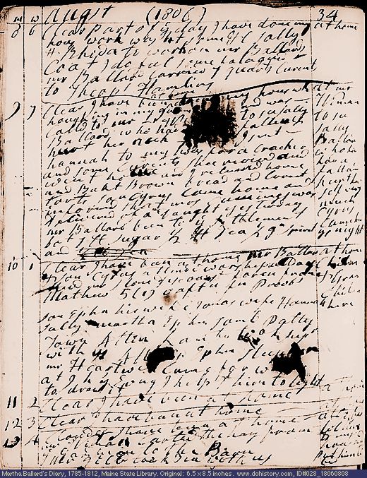 Aug. 8-13, 1806 diary page (image, 149K). Choose 'View Text' (at left) for faster download.
