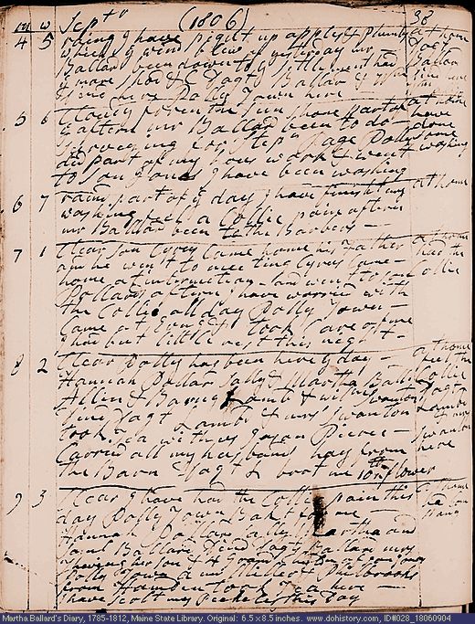 Sep. 4-9, 1806 diary page (image, 146K). Choose 'View Text' (at left) for faster download.