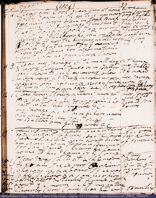 Sep. 10-14, 1806 diary page (image, 125K). Choose 'View Text' (at left) for faster download.