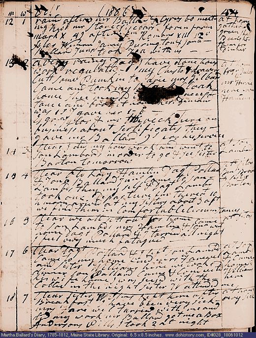 Oct. 12-18, 1806 diary page (image, 153K). Choose 'View Text' (at left) for faster download.