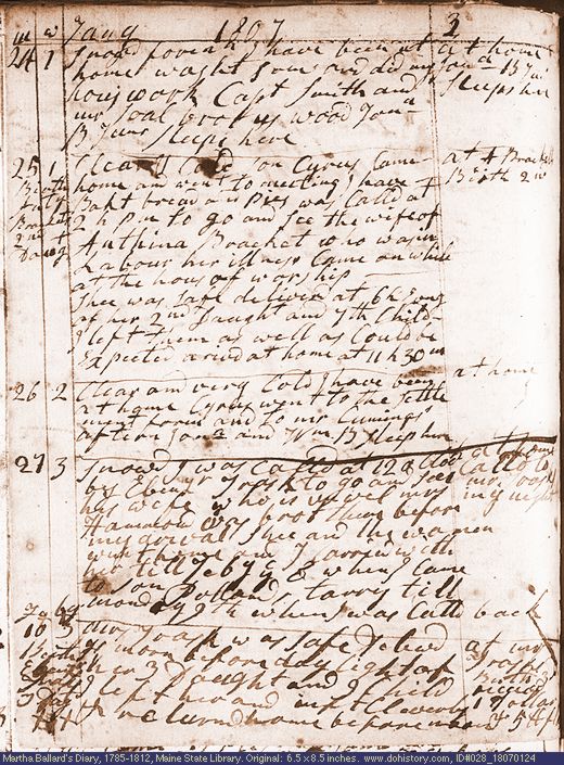Jan. 24-Feb. 13, 1807 diary page (image, 137K). Choose 'View Text' (at left) for faster download.
